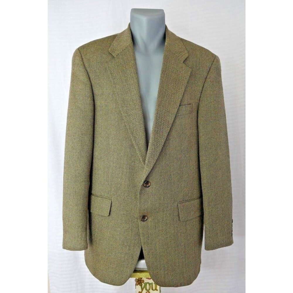 Ralph Lauren Chaps Blazer 2 Button Tweed Coat Pure Wool  Mens Size 42 Tall